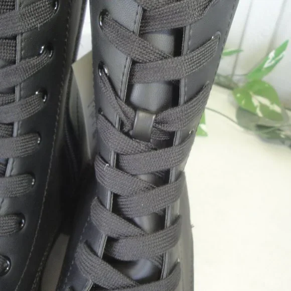 A New Day Black Combat Style Boots Ladies Size 9 - Picture 9 of 12